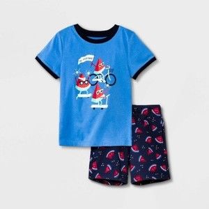 Cat & Jack Watermelon Jersey Knit Short Sleeve T-Shirt and French Terry Shorts